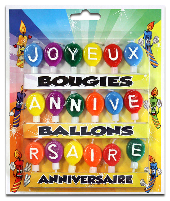 Bougies ballons Joyeux Anniversaire