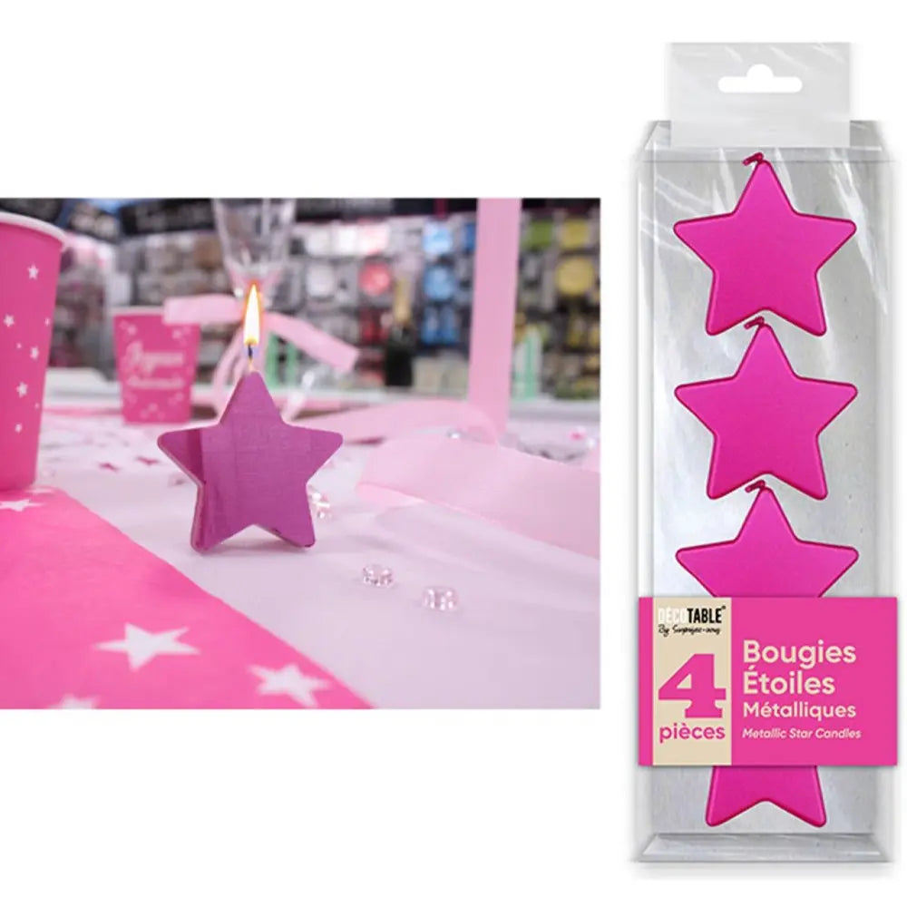 4 Bougies Etoiles - Fuchsia