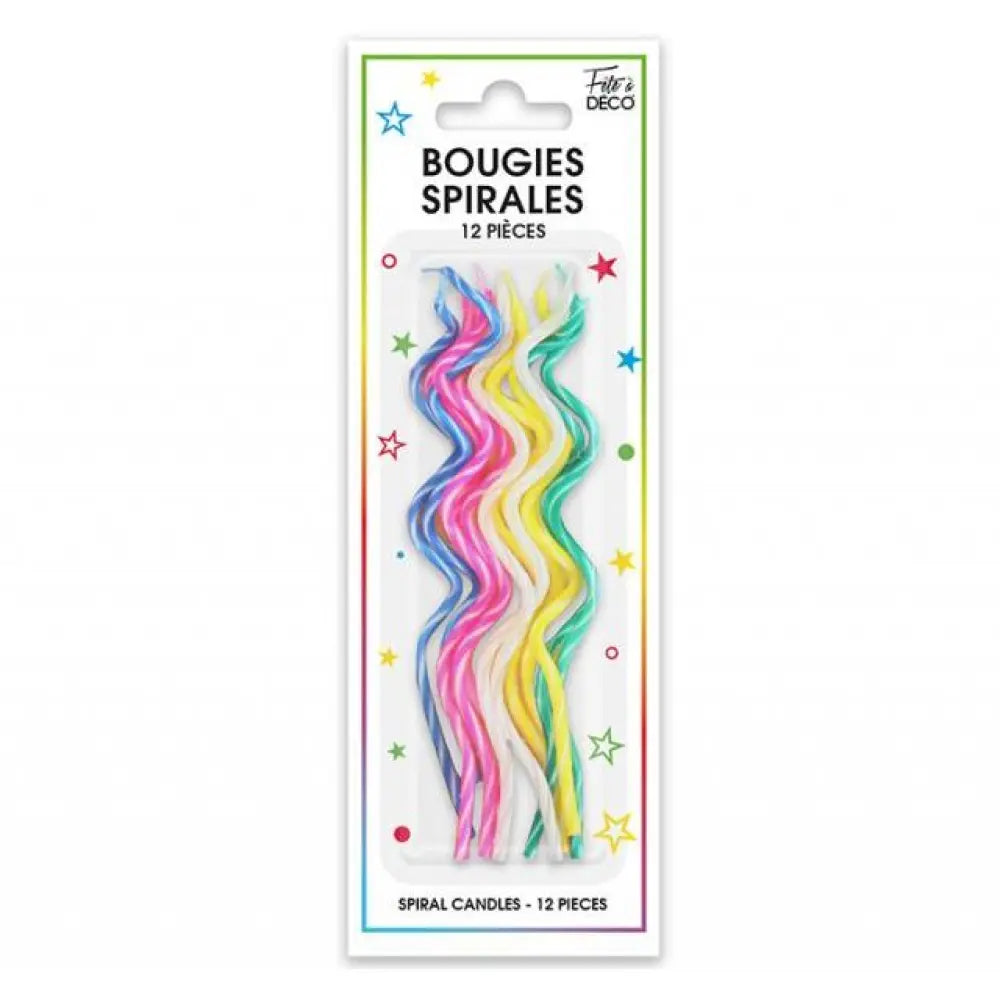 12 Bougies "Spirales" - Multicolore