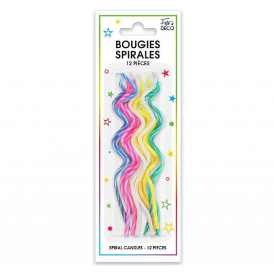 12 Bougies "Spirales" - Multicolore