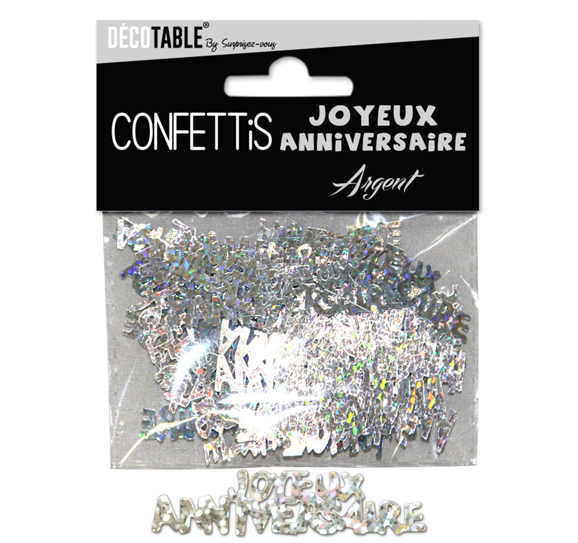 Confettis de Table lettres "Joyeux Anniversaire" Couleur Argent