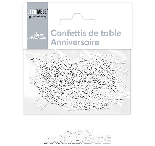  Confettis Joyeux Anniversaire papier - Couleur : Blanc