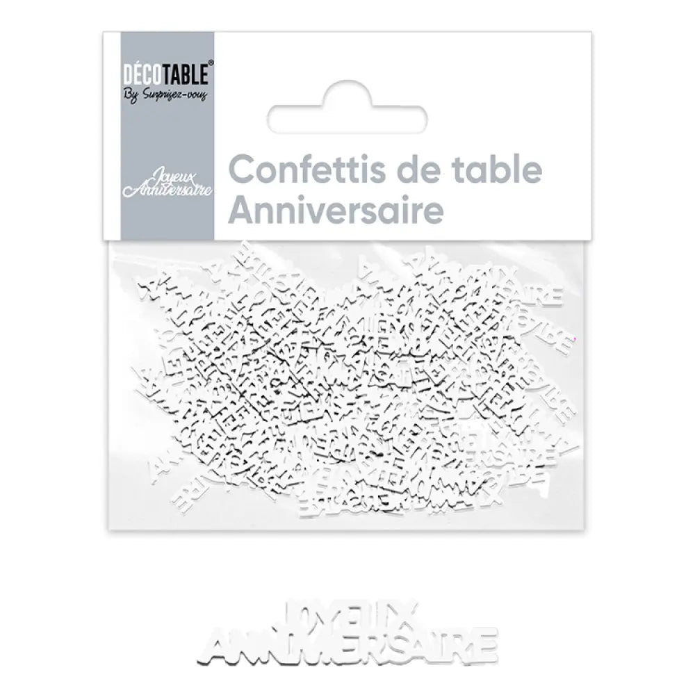  Confettis Joyeux Anniversaire papier - Couleur : Blanc