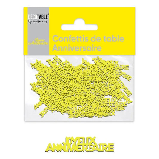  Confettis ''Joyeux Anniversaire'' en Papier - Jaune