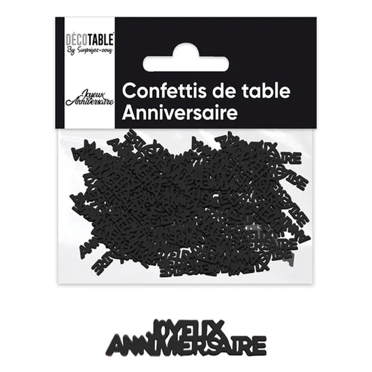  Confettis ''Joyeux Anniversaire'' en Papier - Noir