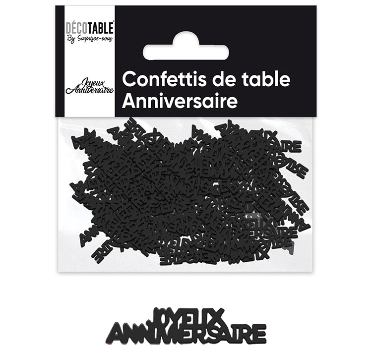 Confettis ANNIVERSAIRE papier - Eventail des couleurs : Noir<br/>