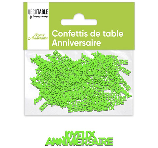 Confettis ANNIVERSAIRE papier - Eventail des couleurs : Vert<br/>