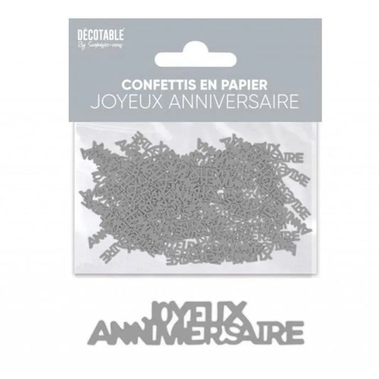  Confettis ''Joyeux Anniversaire'' en Papier - Argent