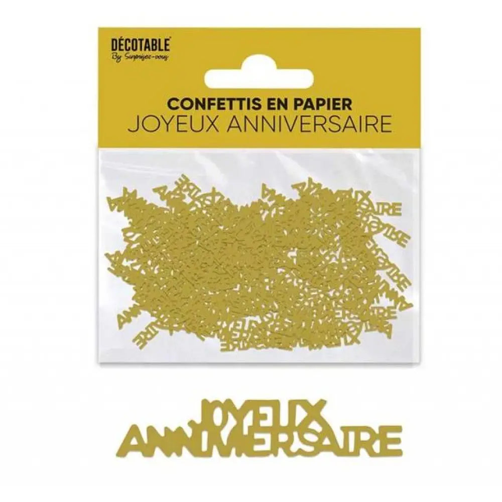  Confettis ''Joyeux Anniversaire'' en Papier - Or