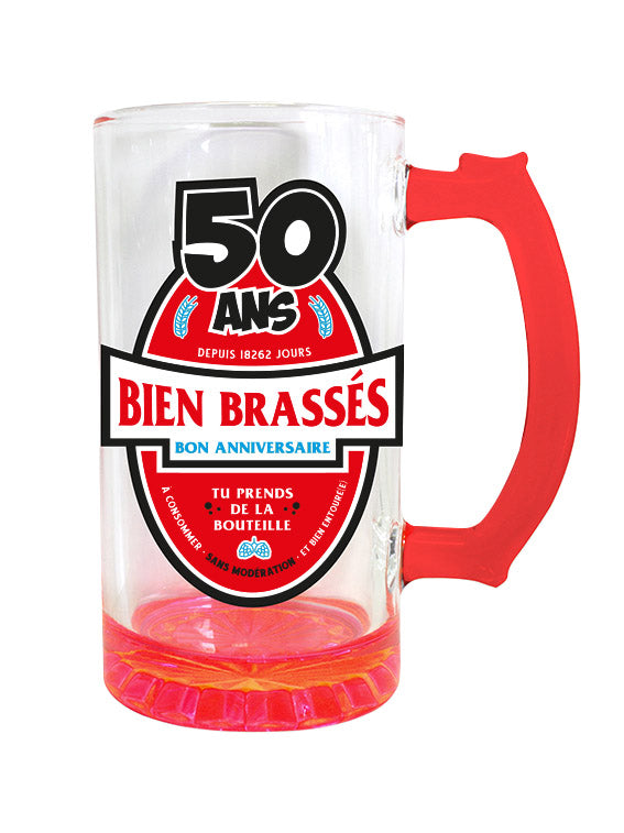 Chope à bière Multicouleurs Mixte à l'âge - Tous les évènements de la vie : 50 ans