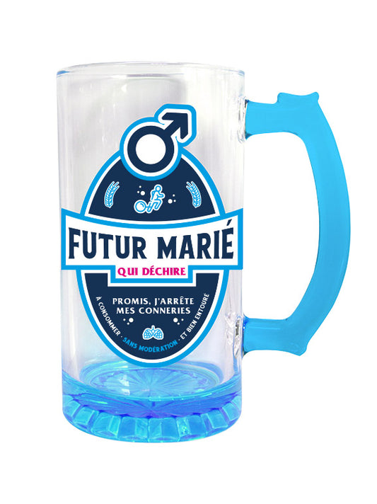 Chope à bière Futur Marié Bleue