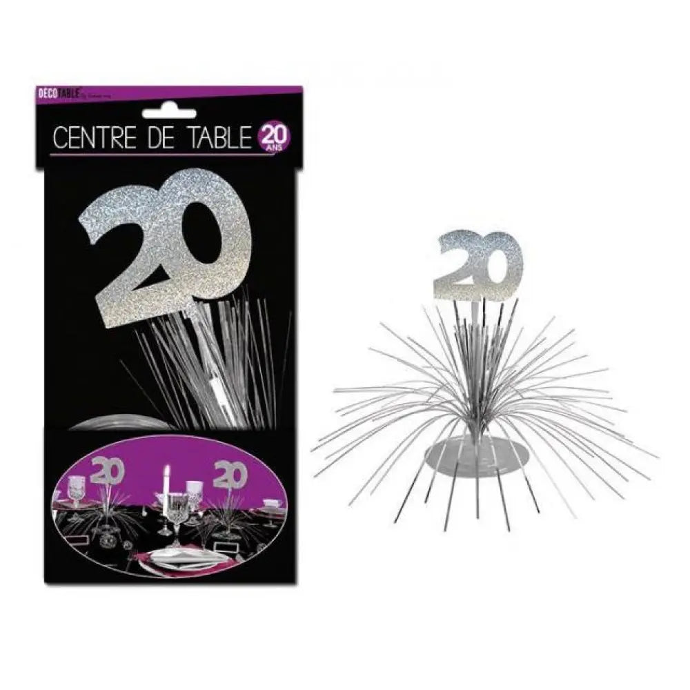Centre de Table ''20 Ans'' Hologramme - Argent