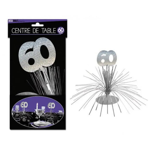 Centre de Table ''60 Ans'' Hologramme - Argent