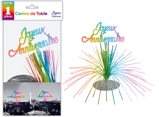 Centre de table Joyeux Anniversaire Multicolore