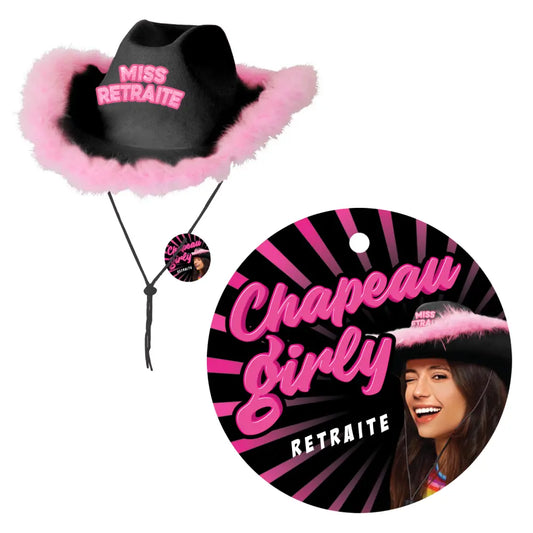 Chapeau Girly Anniversaire Noir - Retraite
