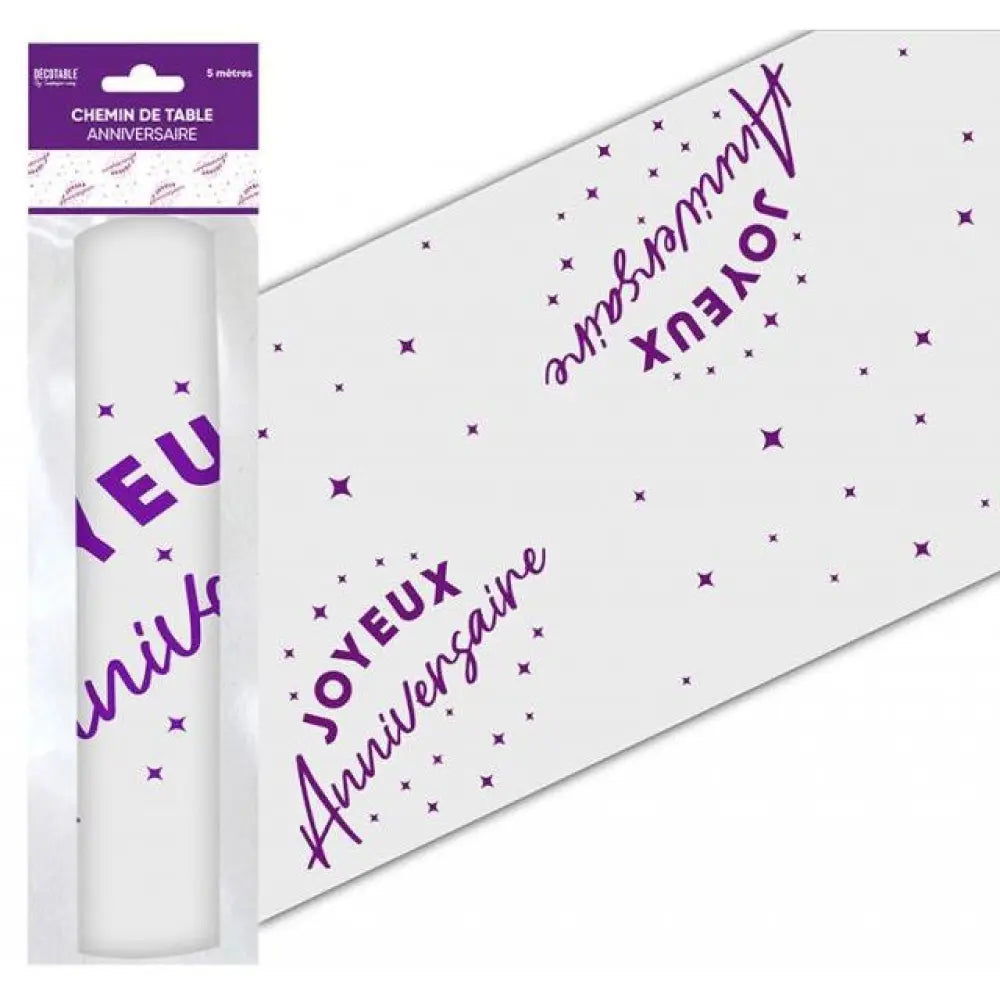 Chemin de Table "Joyeux Anniversaire" - Violet