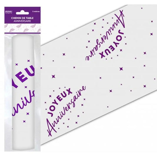 Chemin de Table "Joyeux Anniversaire" - Violet