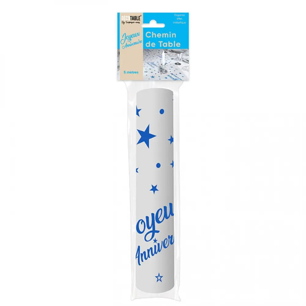 Chemin de Table 5m ''Joyeux Anniversaire'' - Bleu