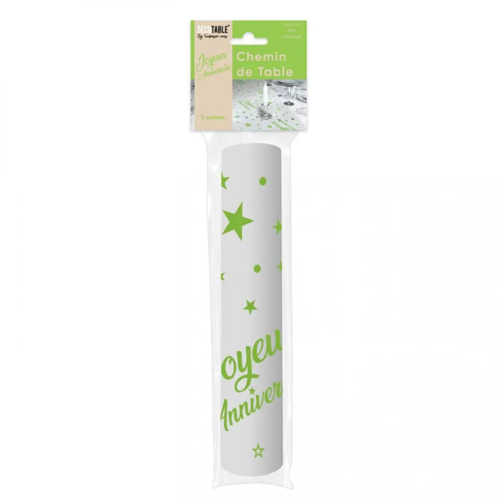 Chemin de Table 5m ''Joyeux Anniversaire'' - Vert