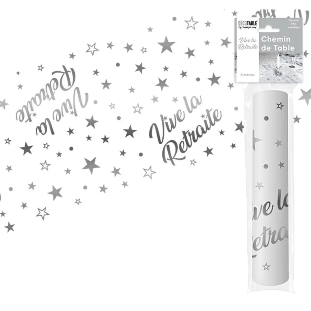 Chemin de Table 5m Argent - Vive la retraite