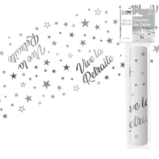 Chemin de Table 5m Argent - Vive la retraite