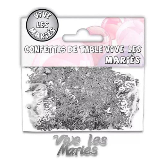 Confettis de Table "Vive les Mariés" - Argent