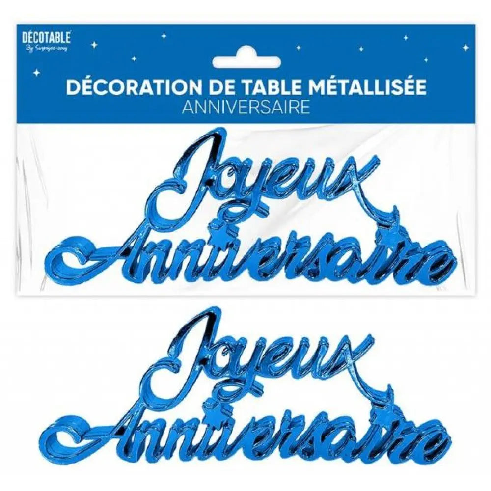 Déco de Table "Joyeux Anniversaire" Métallisée - Bleu