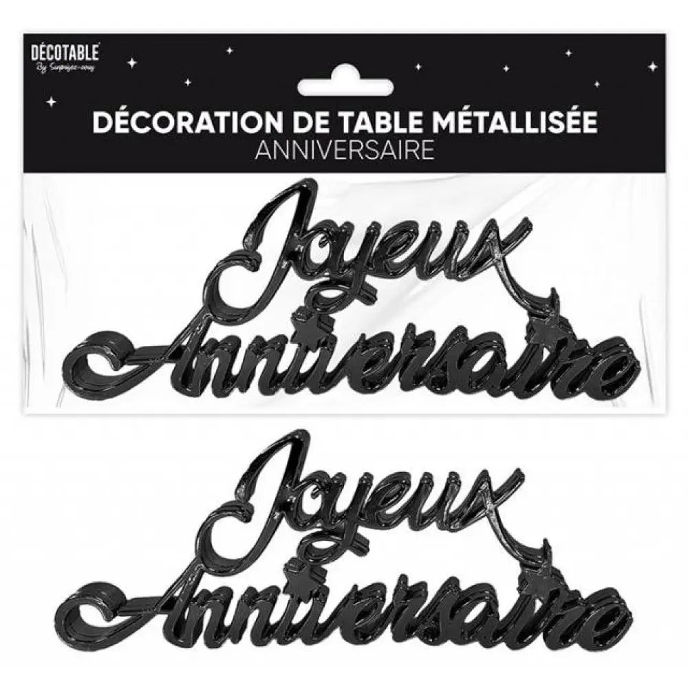 Déco de Table "Joyeux Anniversaire" Métallisée - Noir