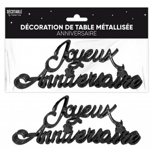 Déco de Table "Joyeux Anniversaire" Métallisée - Noir