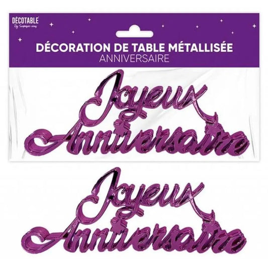 Déco de Table "Joyeux Anniversaire" Métallisée - Violet