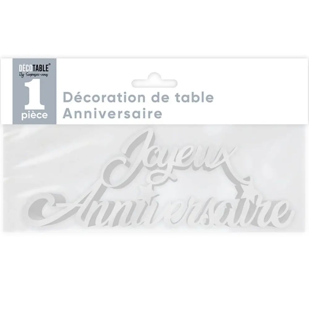 Décoration de Table ''Joyeux Anniversaire'' Métallisée - Blanc