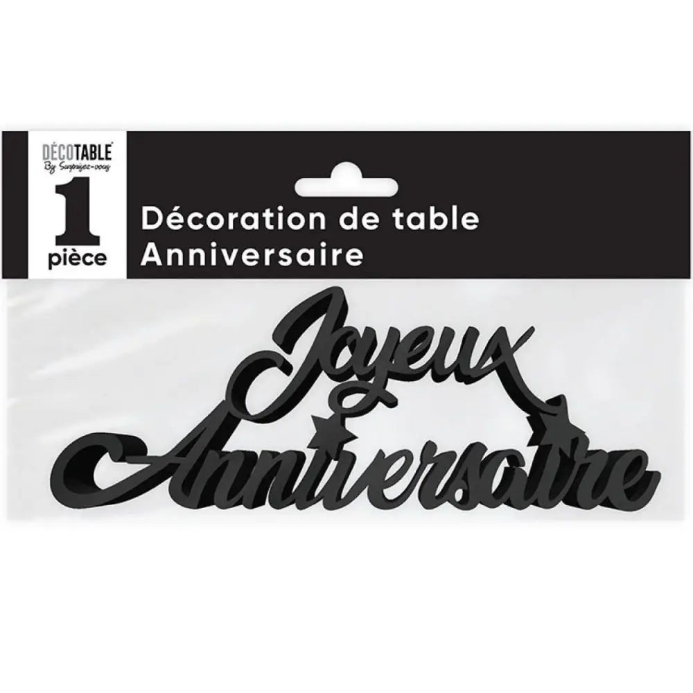 Décoration de Table ''Joyeux Anniversaire'' Métallisée - Noir
