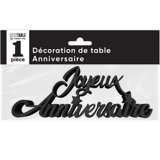 Décoration de Table ''Joyeux Anniversaire'' Métallisée - Noir
