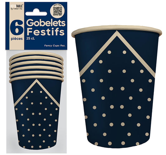 Gobelets x6 Festif 25cl - Eventail des couleurs : Bleu<br/>