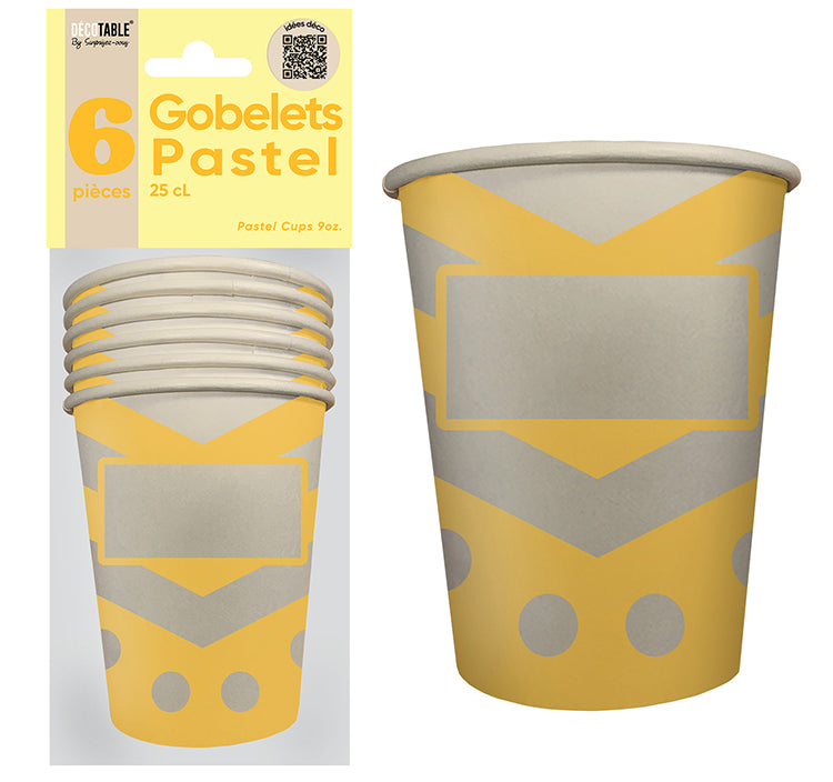 Gobelets x6 Pastel 25cl - Eventail des couleurs : Jaune<br/>