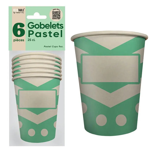 6 Gobelets en Carton ''Pastel'' 25cl - Vert