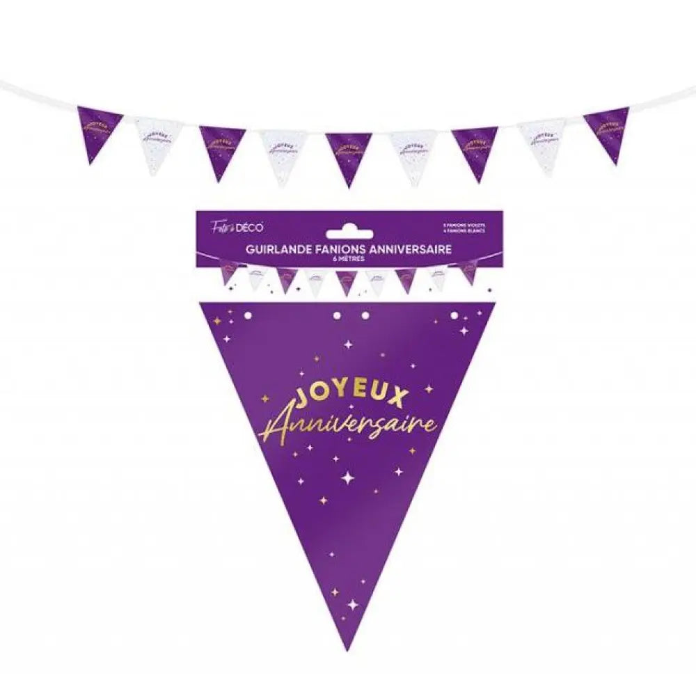 Guirlande Fanions ''Joyeux Anniversaire'' - Violet
