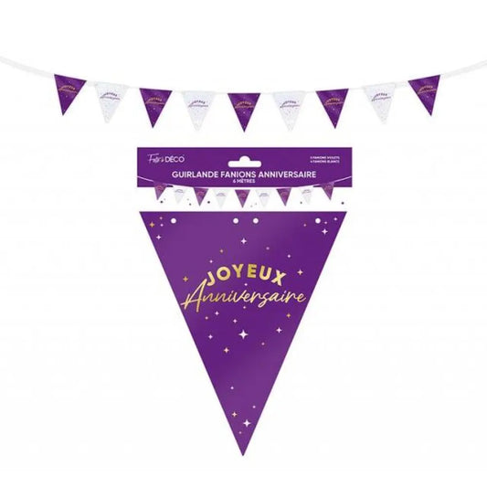 Guirlande Fanions ''Joyeux Anniversaire'' - Violet