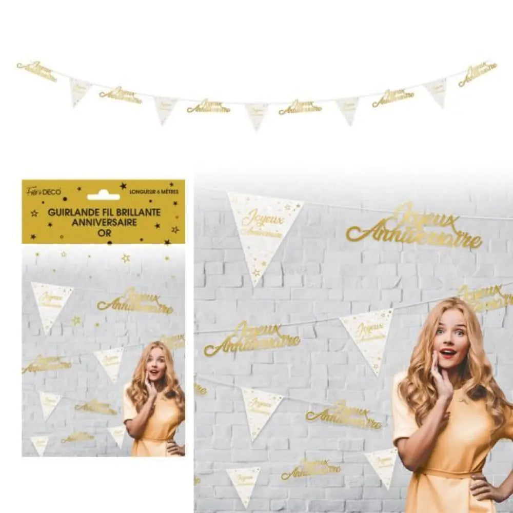 Guirlande Fil Brillante ''Anniversaire'' - Or