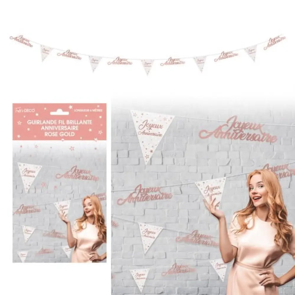 Guirlande Fil Brillante ''Anniversaire'' - Rose Gold