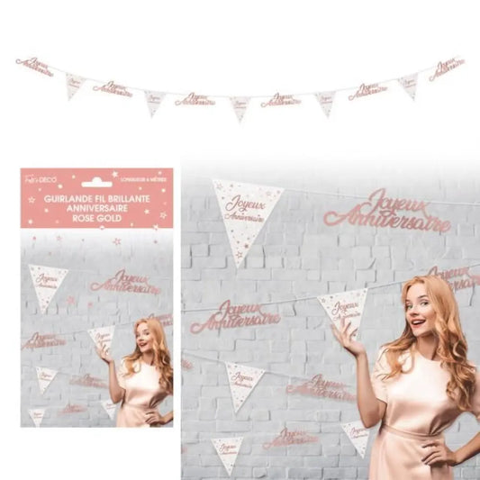 Guirlande Fil Brillante ''Anniversaire'' - Rose Gold