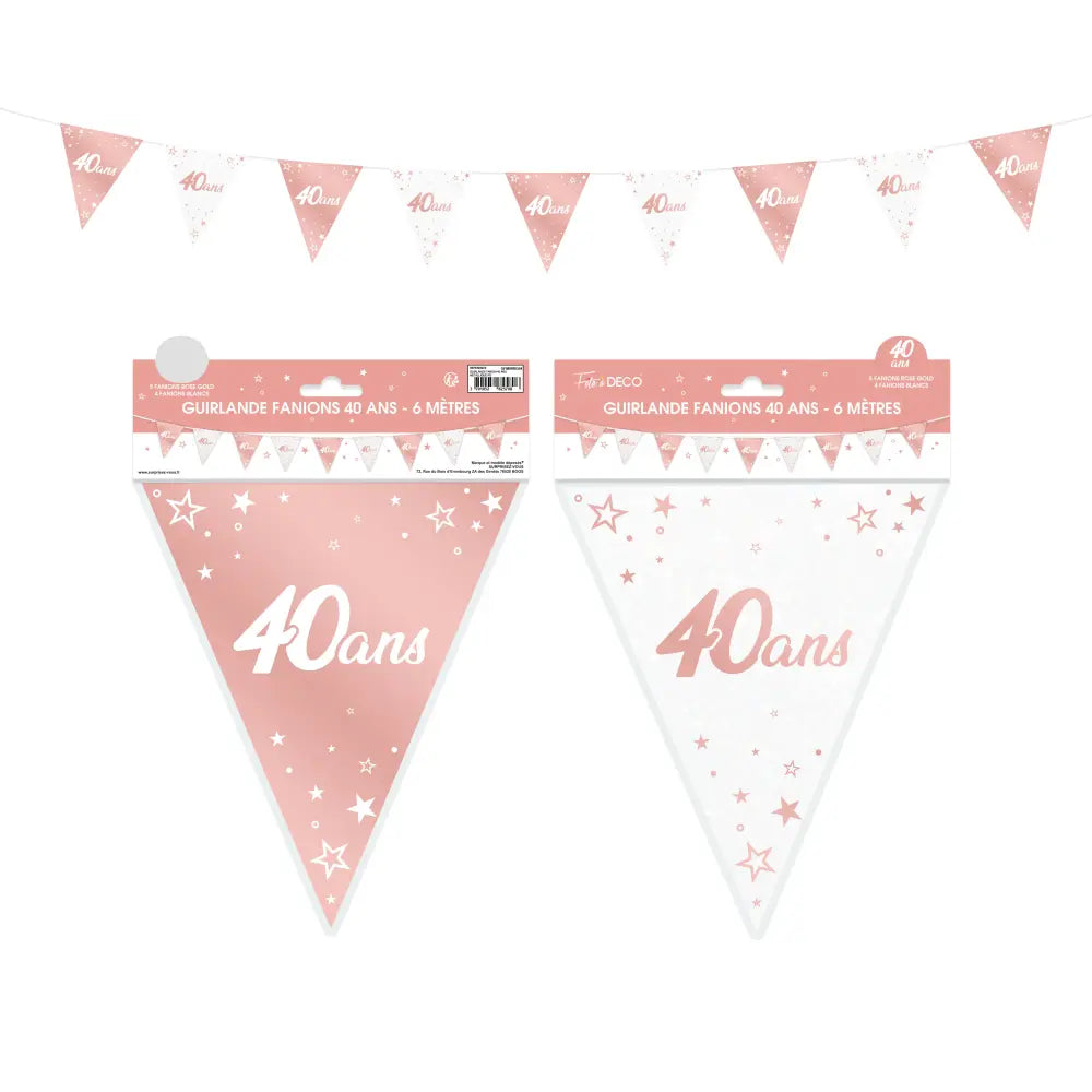 Guirlande Fanions Métallique ''40 Ans'' - Rose Gold