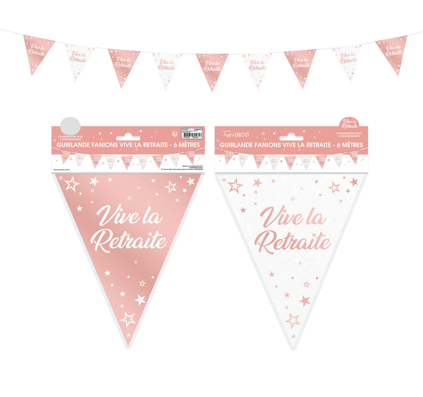 Guirlande Fanion Anniversaire Métallique Rose Gold - Tous les évènements de la vie : Vive la retraite