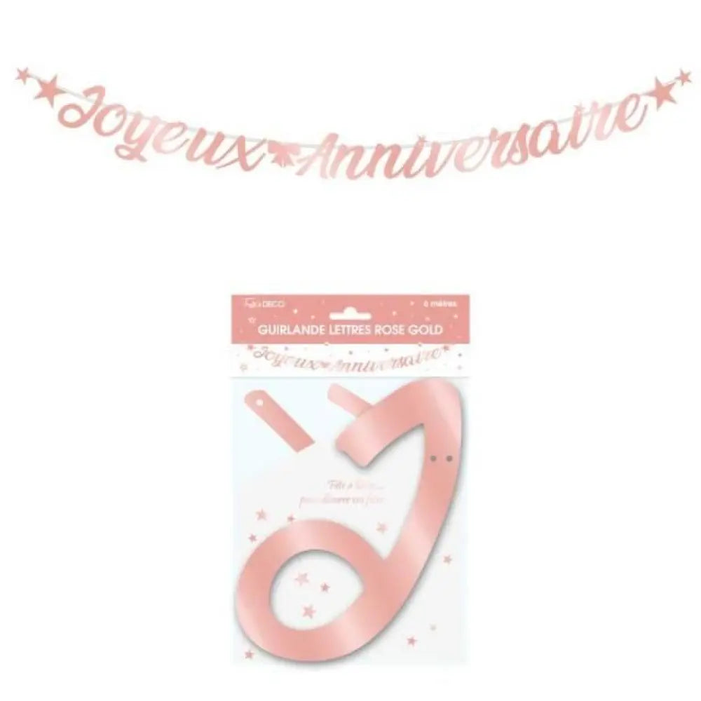 Guirlande Lettres Métallique 6m ''Joyeux Anniversaire'' - Rose Gold