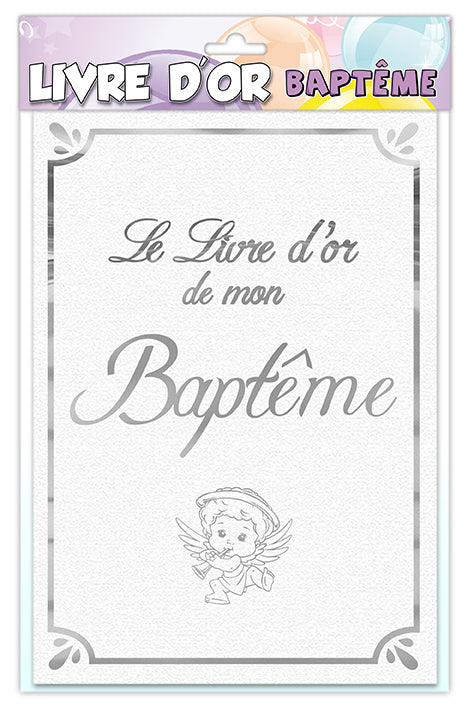 Livre d'or "Baptême" impression métallisé argent