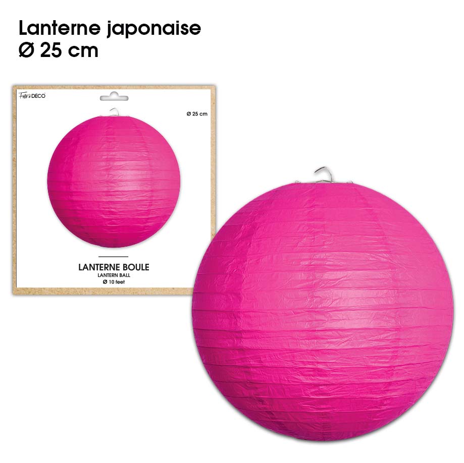 Lanterne Boule diamètre 25 cm - Couleur : Fuchsia