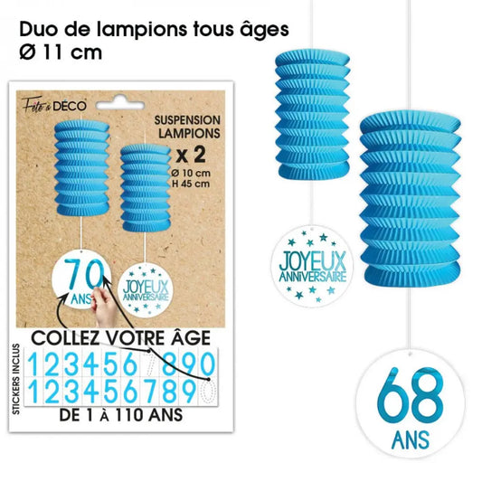 2 Suspensions Lampions - Bleu
