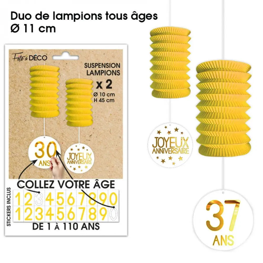2 Suspensions Lampions - Jaune