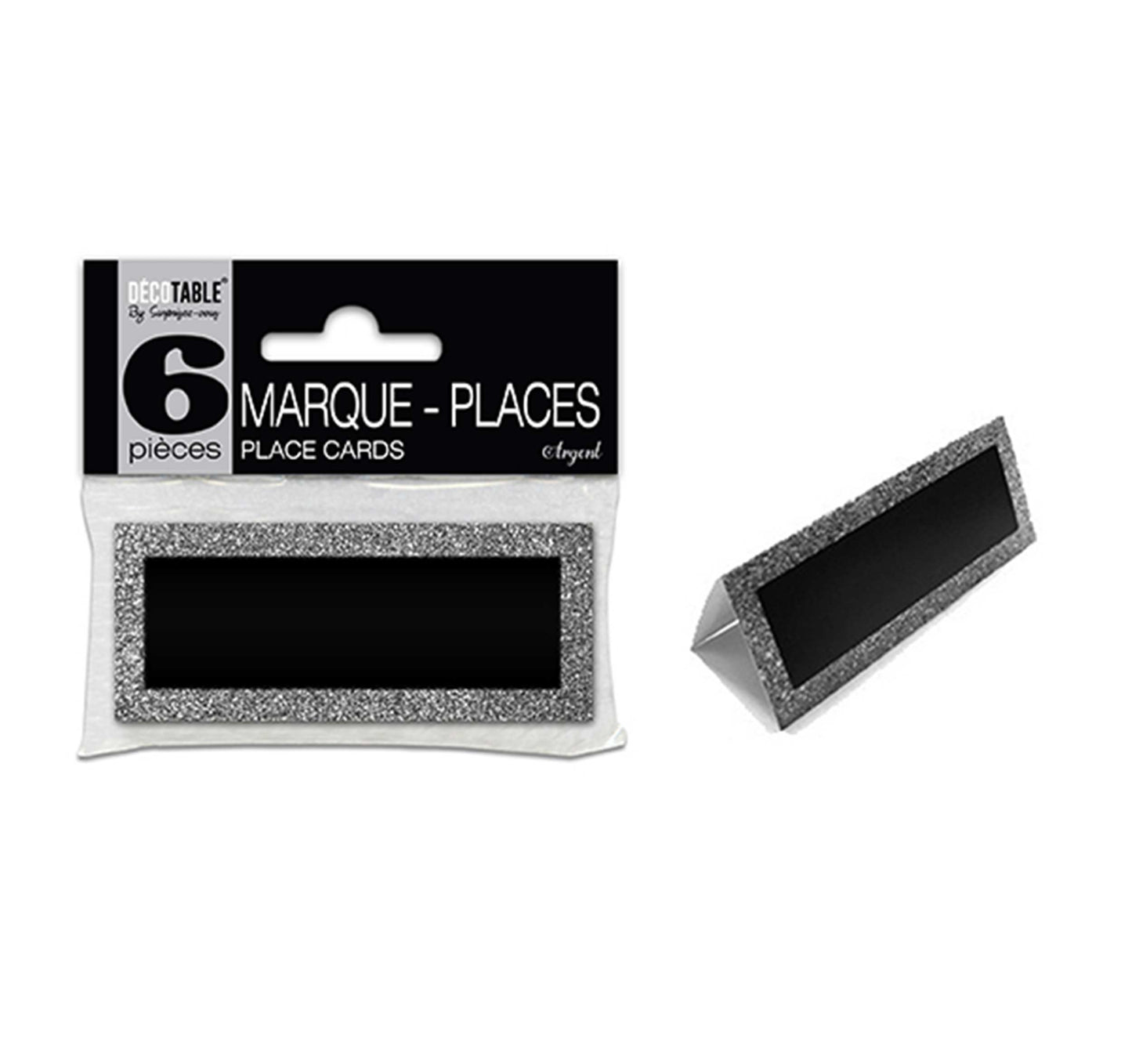 6 Marque-places pailletés couleur