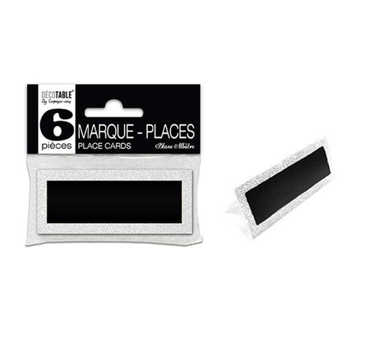 6 Marque-places pailletés couleur